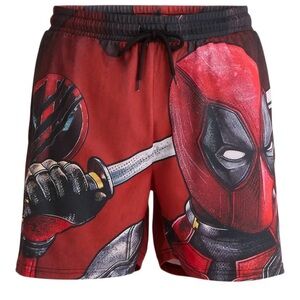 Marvel Deadpool Graphic Shorts Men’s Medium Red Black Drawstring NWT